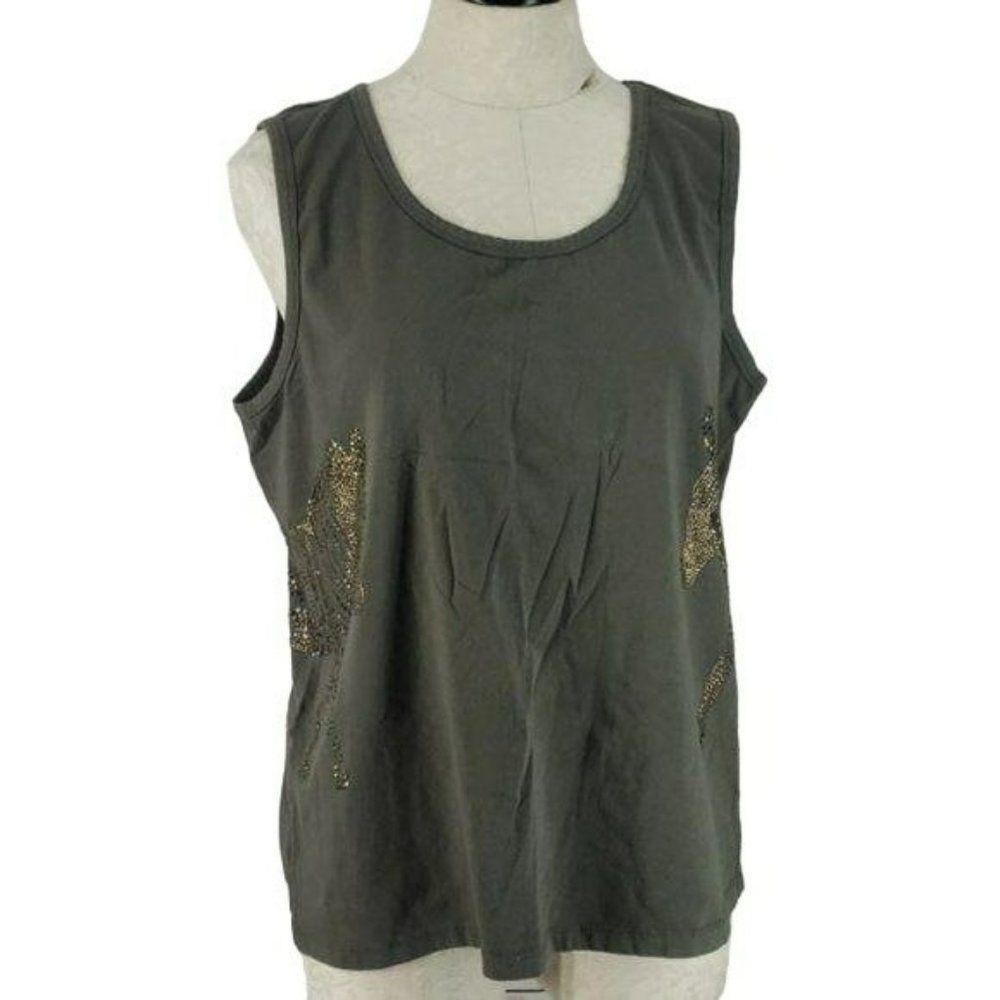 Erin London zebra green tank top